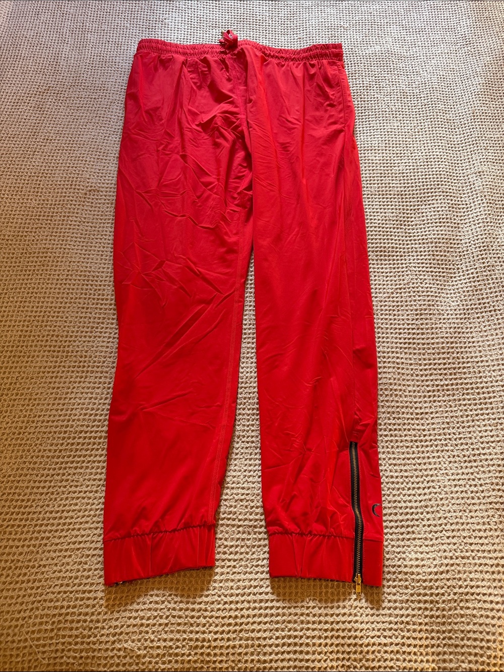 Women’s Red Track Joggers with Zip Ankle